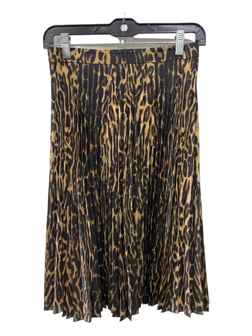 Burberry Size 2 Black & Gold Polyester Animal Print Plated Back Zip Midi Skirt Black & Gold / 2