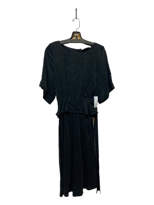Ba&sh Size 1 Black Cupro Keyhole Back Animal Tie 3/4 Sleeve Dress Black / 1