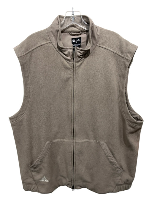 Adidas Size XL Tan Polyester Solid Zipper Men's Vest Tan / XL