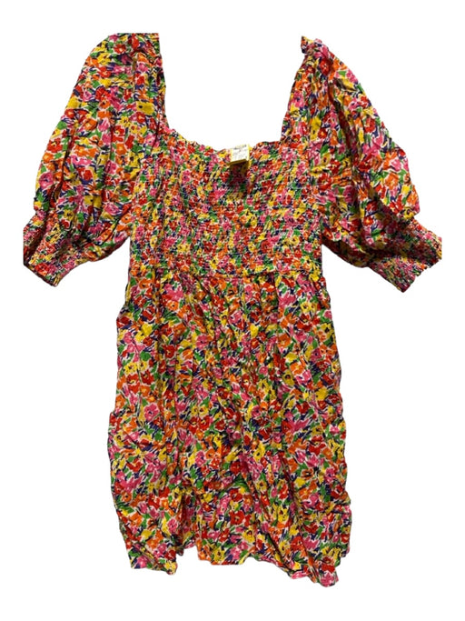Rixo for Target Size L Multi Cotton 3/4 Sleeve Flowers Rouched Dress Multi / L