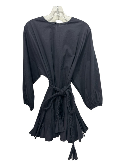 Rhode Size Small Black Cotton Long puff sleeve Back Keyhole Godet hem Dress Black / Small