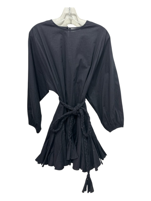 Rhode Size Small Black Cotton Long puff sleeve Back Keyhole Godet hem Dress Black / Small