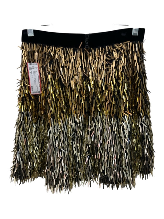 Alice + Olivia Size 4 Black & Gold Nylon Blend Velvet Sequin Back Zip Skirt Black & Gold / 4