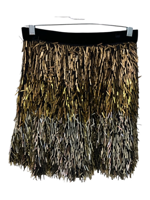 Alice + Olivia Size 4 Black & Gold Nylon Blend Velvet Sequin Back Zip Skirt Black & Gold / 4