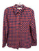 XiRENA Size XS Blue & Orange Cotton Blend Long Sleeve Buffalo Check Collar Top Blue & Orange / XS
