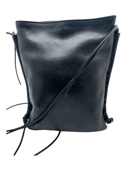 Hereu Black Leather Woven Adjustable Straps Bag Black / Small