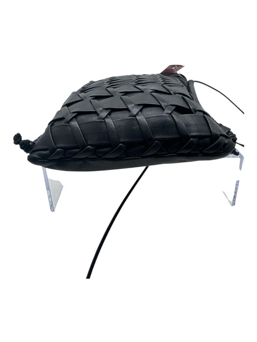 Hereu Black Leather Woven Adjustable Straps Bag Black / Small