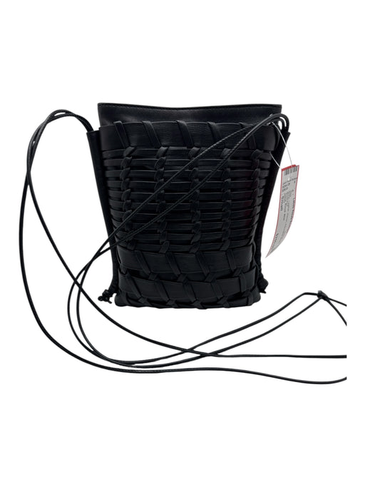 Hereu Black Leather Woven Adjustable Straps Bag Black / Small