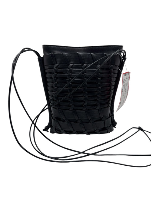 Hereu Black Leather Woven Adjustable Straps Bag Black / Small