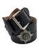 Alexander McQueen Black & Silver Leather Bedazzled Thick Silver hardware Belts Black & Silver / 80