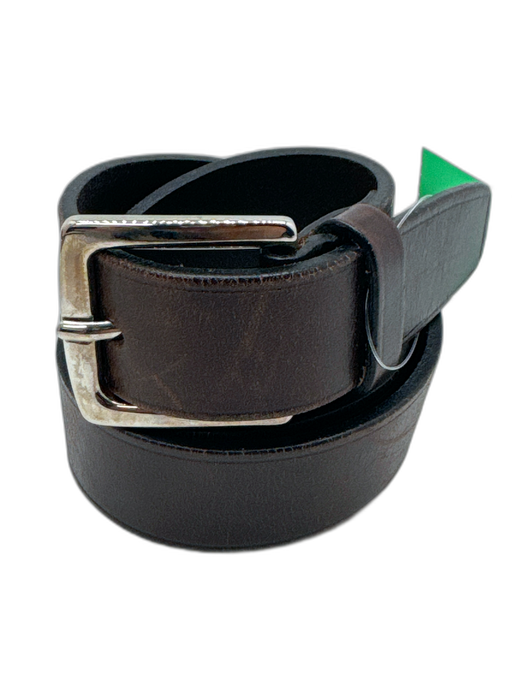 Ann Taylor Dark Brown Leather Silver Tone Buckle Belts Dark Brown / S
