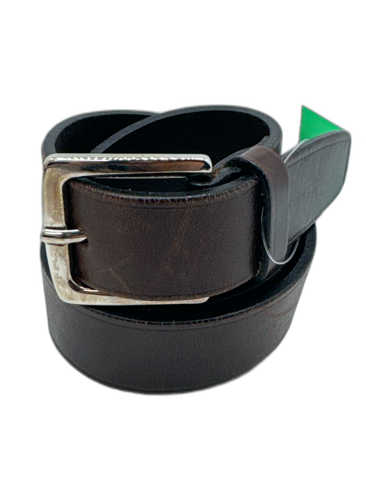 Ann Taylor Dark Brown Leather Silver Tone Buckle Belts Dark Brown / S