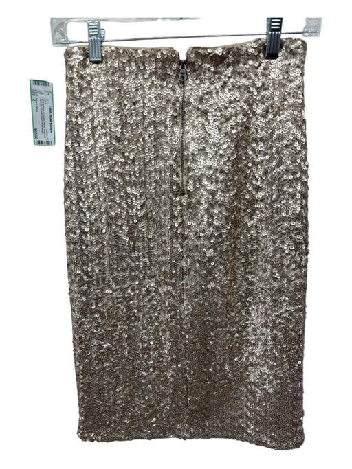 Alice + Olivia Size 4 Champagne Polyester Blend Sequined Back Zip Skirt Champagne / 4