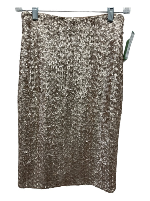 Alice + Olivia Size 4 Champagne Polyester Blend Sequined Back Zip Skirt Champagne / 4