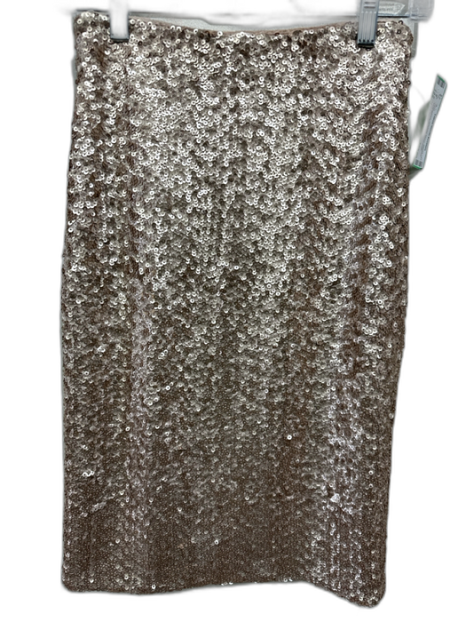 Alice + Olivia Size 4 Champagne Polyester Blend Sequined Back Zip Skirt Champagne / 4