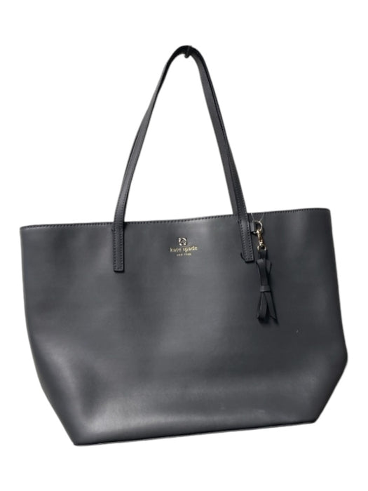 Kate Spade Gray Leather 2 Handles Top Zip Gold Hardware Tote Bag Gray / Medium