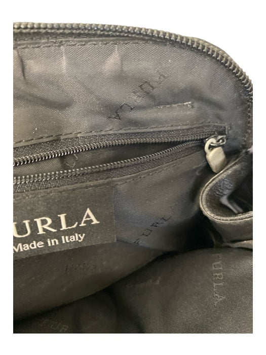 Furla Black Leather Zip Top 2 handles Pebbled Silver hardware Bag Black / Small