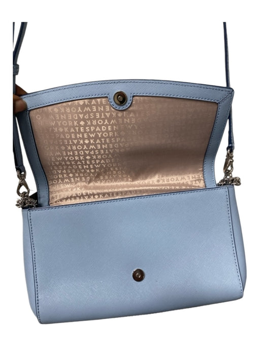 Kate Spade Baby Blue Saffiano Leather Flap Snap Closure silver hardware Bag Baby Blue / Small