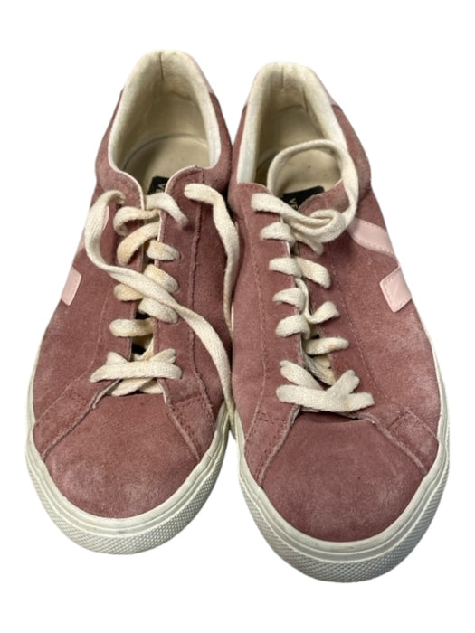 Veja Shoe Size 7 Mauve Suede & Leather Lace Up Low Top Round Toe Flat Sneakers Mauve / 7