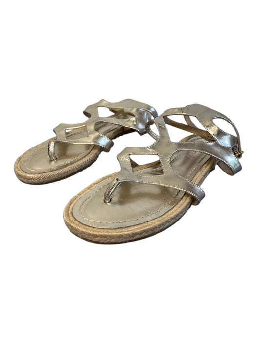 Jimmy Choo Shoe Size 36 Gold Leather Flip Flop Almond Toe Strappy Flat Shoes Gold / 36