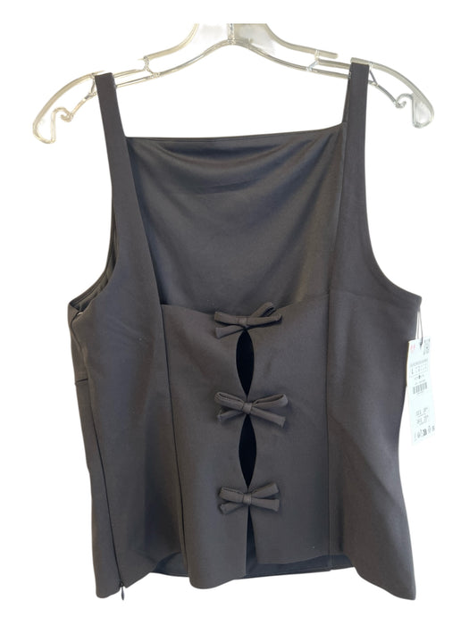 Zara Size L Black Polyester Square Neck Sleeveless Back Cut Out Bow Detail Top Black / L