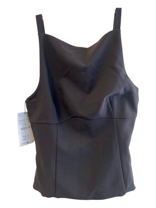 Zara Size L Black Polyester Square Neck Sleeveless Back Cut Out Bow Detail Top Black / L