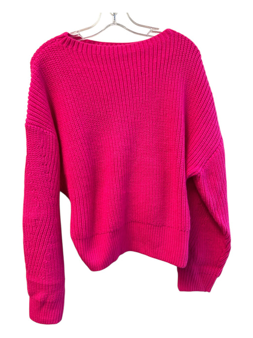 Zara Size L Hot pink Acrylic Knit Long Sleeve Round Neck Solid Color Sweater Hot pink / L
