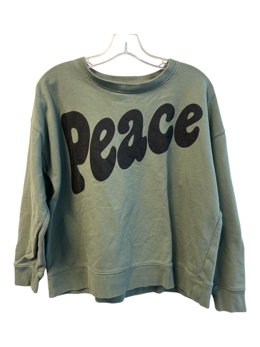 J. Crew Size M Green 100% Cotton Round Neck Long Sleeve Rib Detail Top Green / M