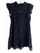 Aura Size S Black Cotton Shirt Sleeves Flower Cut Out Short Sleeve Dress Black / S