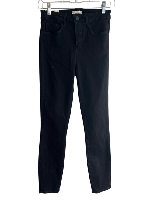 L'agence Size 25 Black Cotton & Polyester High Rise Zip Fly Skinny Jeans Black / 25
