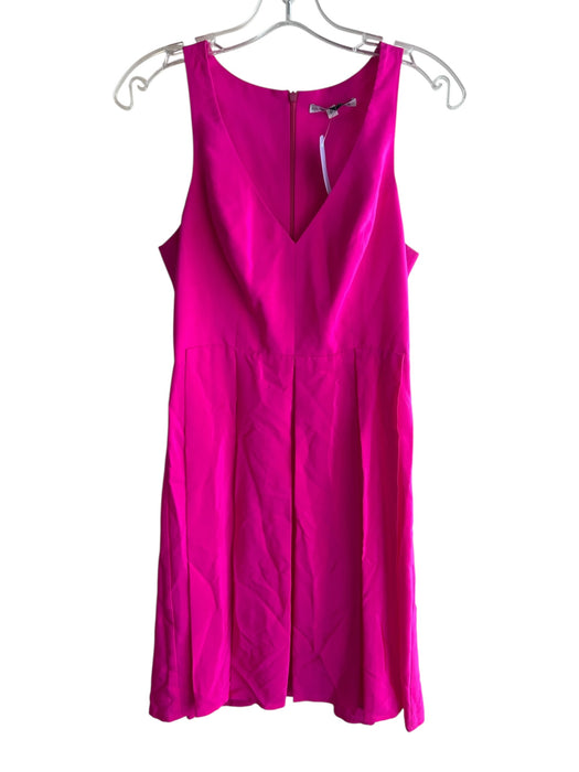 Amanda Uprichard Size P Hot pink Silk Back Zip V Neck Sleeveless Dress Hot pink / P