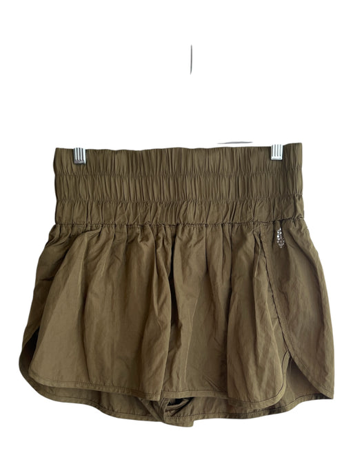 Free People Movement Size L Green Nylon High Waist Elastic Waist Lined Shorts Green / L