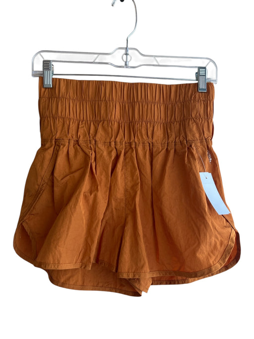 Free People Movement Size L Orange Nylon High Waist Elastic Waist Lined Shorts Orange / L