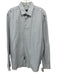 Ferragamo Size XL White & Blue Cotton Micro Button up Men's Long Sleeve Shirt White & Blue / XL