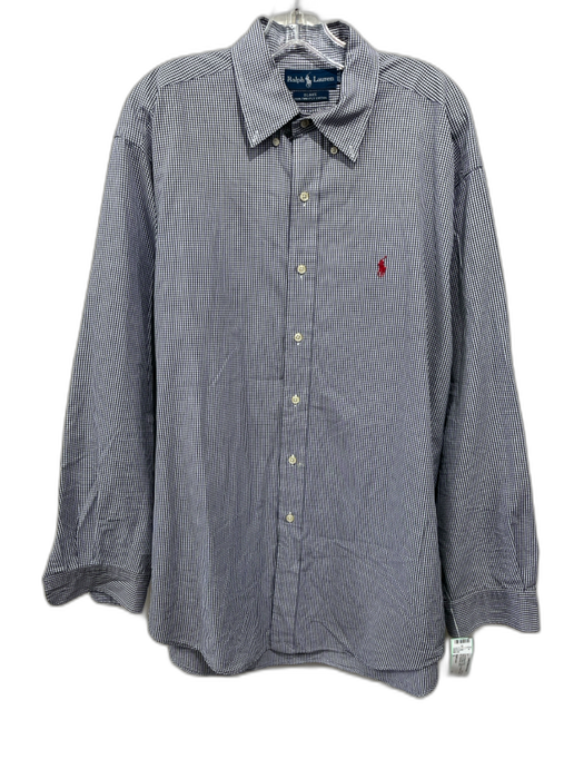 Ralph Lauren Size L Navy & White Cotton Gingham Button up Long Sleeve Shirt Navy & White / L