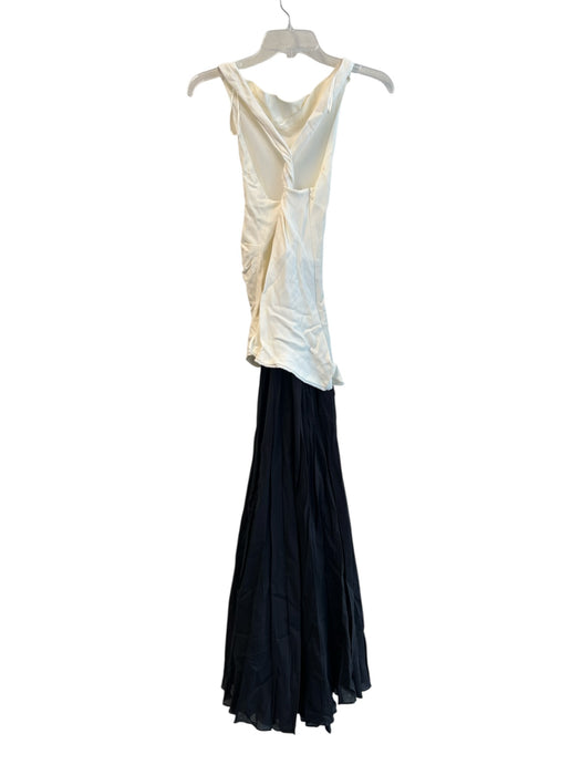 Zara Size XS Cream & Black Polyester Halter Twist Back Back Zip Pleated Dress Cream & Black / XS