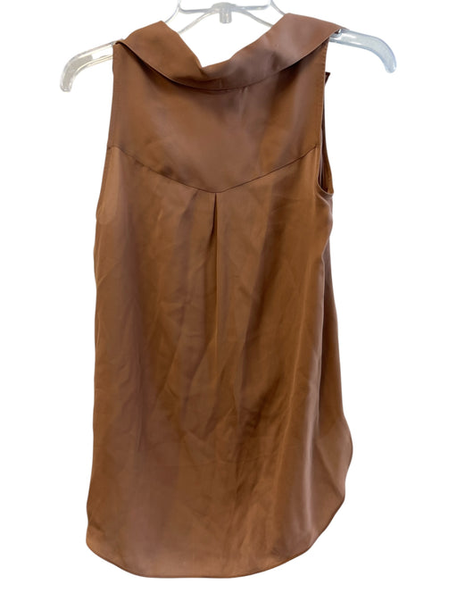 L'agence Size XS Clay Brown Silk V Neck Sleeveless Lapel Faux Wrap Top Clay Brown / XS