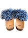 Ugg Shoe Size 7.5 Blue & Brown Leather & Fabric Open Toe & Heel Fuzzy Sandals Blue & Brown / 7.5