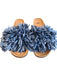 Ugg Shoe Size 7.5 Blue & Brown Leather & Fabric Open Toe & Heel Fuzzy Sandals Blue & Brown / 7.5