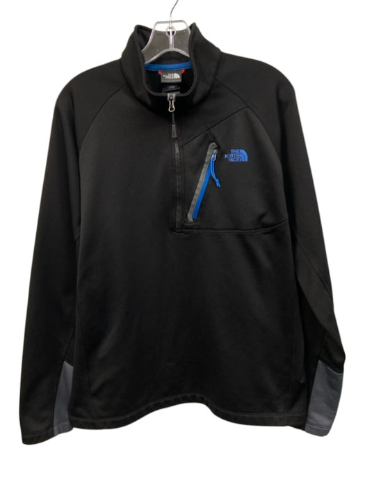 The North Face Size L Black & Blue Polyester Solid Men's Jacket Black & Blue / L