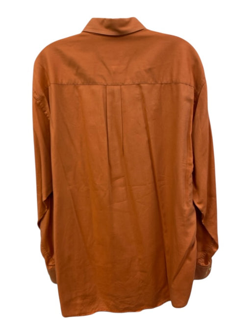 Burberry London Size L Orange Cotton Solid Button Down Men's Long Sleeve Shirt Orange / L