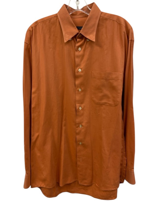 Burberry London Size L Orange Cotton Solid Button Down Men's Long Sleeve Shirt Orange / L