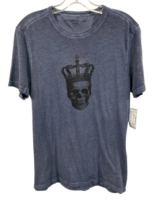 John Varvatos Size S Blue Cotton Skull T Shirt Men's Short Sleeve Blue / S