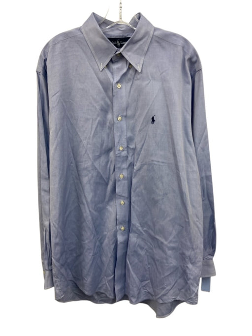 Ralph Lauren AS IS Size 16.5 Blue Cotton Solid Button Up Men's Long Sleeve Shirt Blue / 16.5