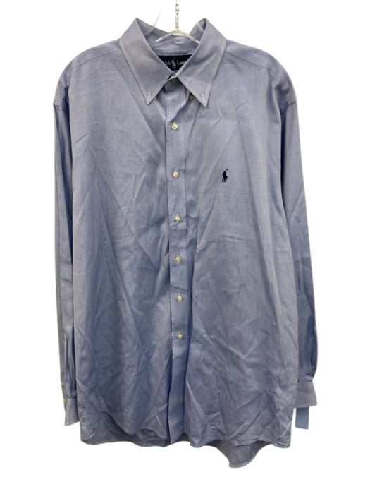 Ralph Lauren AS IS Size 16.5 Blue Cotton Solid Button Up Men's Long Sleeve Shirt Blue / 16.5