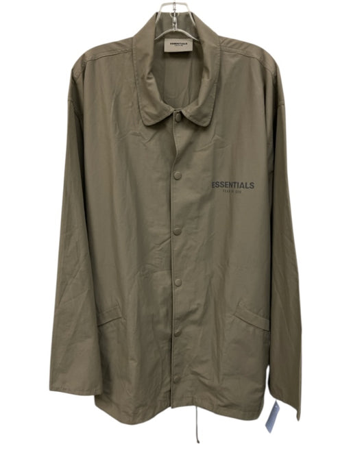 Essentials Size L Beige Synthetic Solid Coach Men's Jacket Beige / L