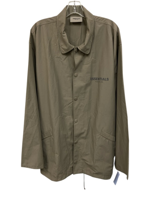 Essentials Size L Beige Synthetic Solid Coach Men's Jacket Beige / L