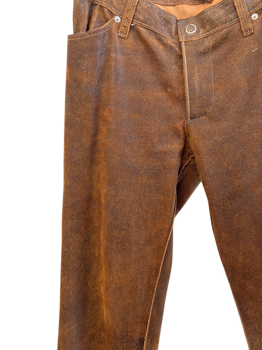 Alexander Size 40 Rust Leather 4 Pocket Zip Fly Boot Cut mid rise Pants Rust / 40