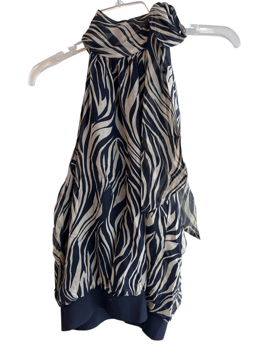 Ramy Brook Size XS Gray & Black Silk Sleeveless High Neck Zebra Lines Top Gray & Black / XS