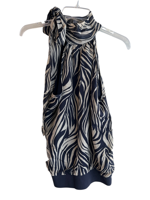 Ramy Brook Size XS Gray & Black Silk Sleeveless High Neck Zebra Lines Top Gray & Black / XS